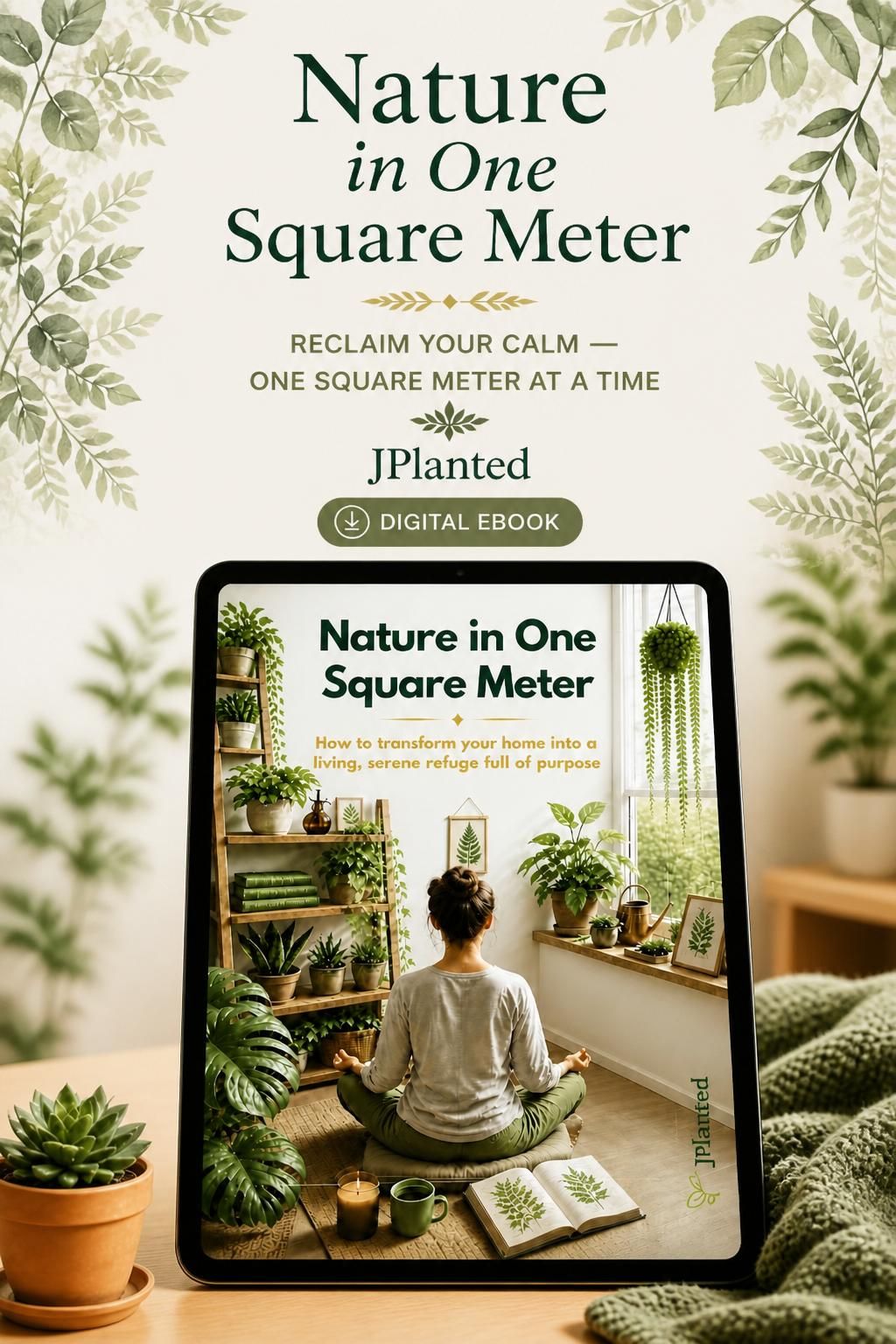 Nature in One Square Meter eBook | Indoor Plant Guide & Wellness Workbook | Calm Mindful Living Journal Printable | Houseplant Care PDF