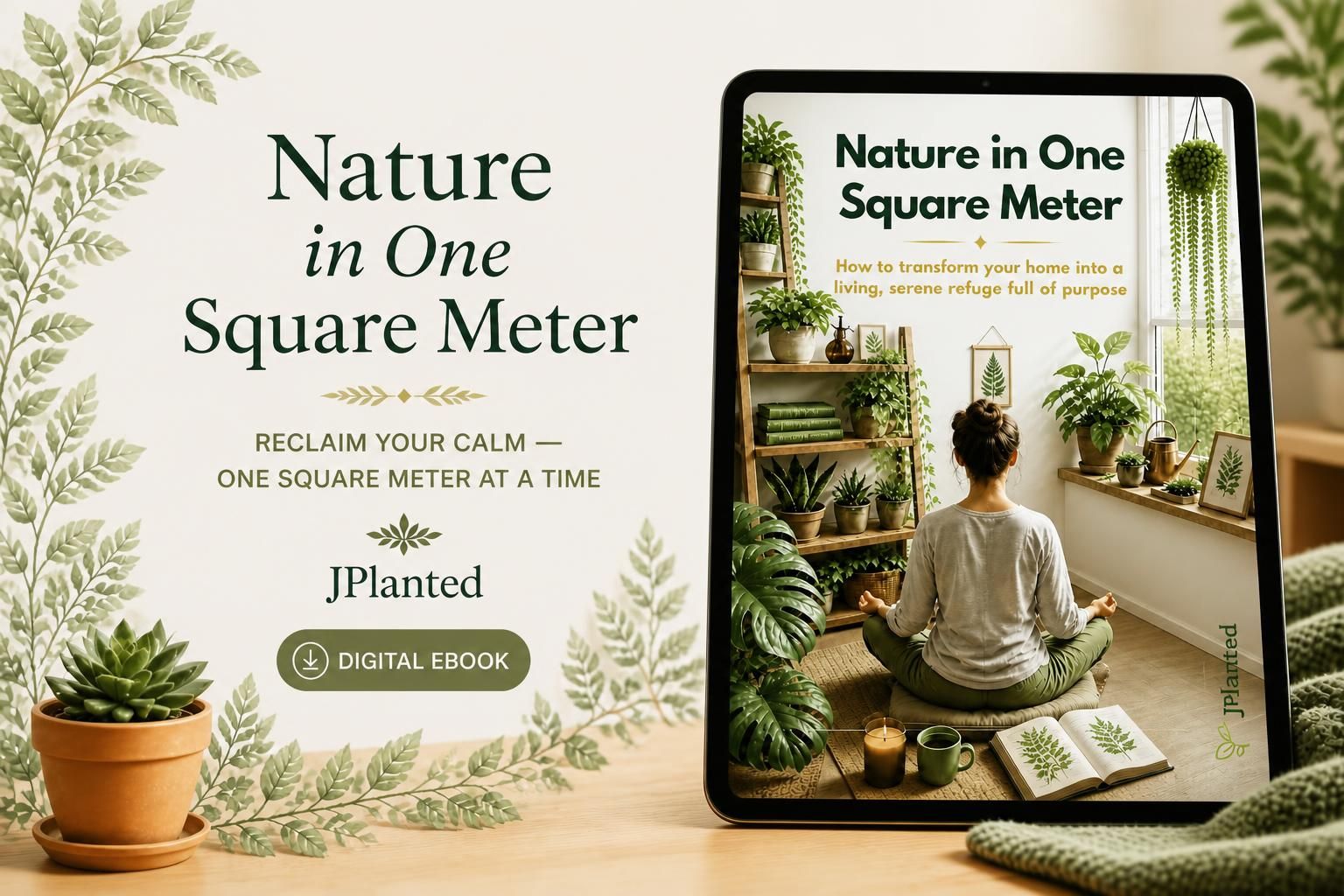 Nature in One Square Meter eBook | Indoor Plant Guide & Wellness Workbook | Calm Mindful Living Journal Printable | Houseplant Care PDF