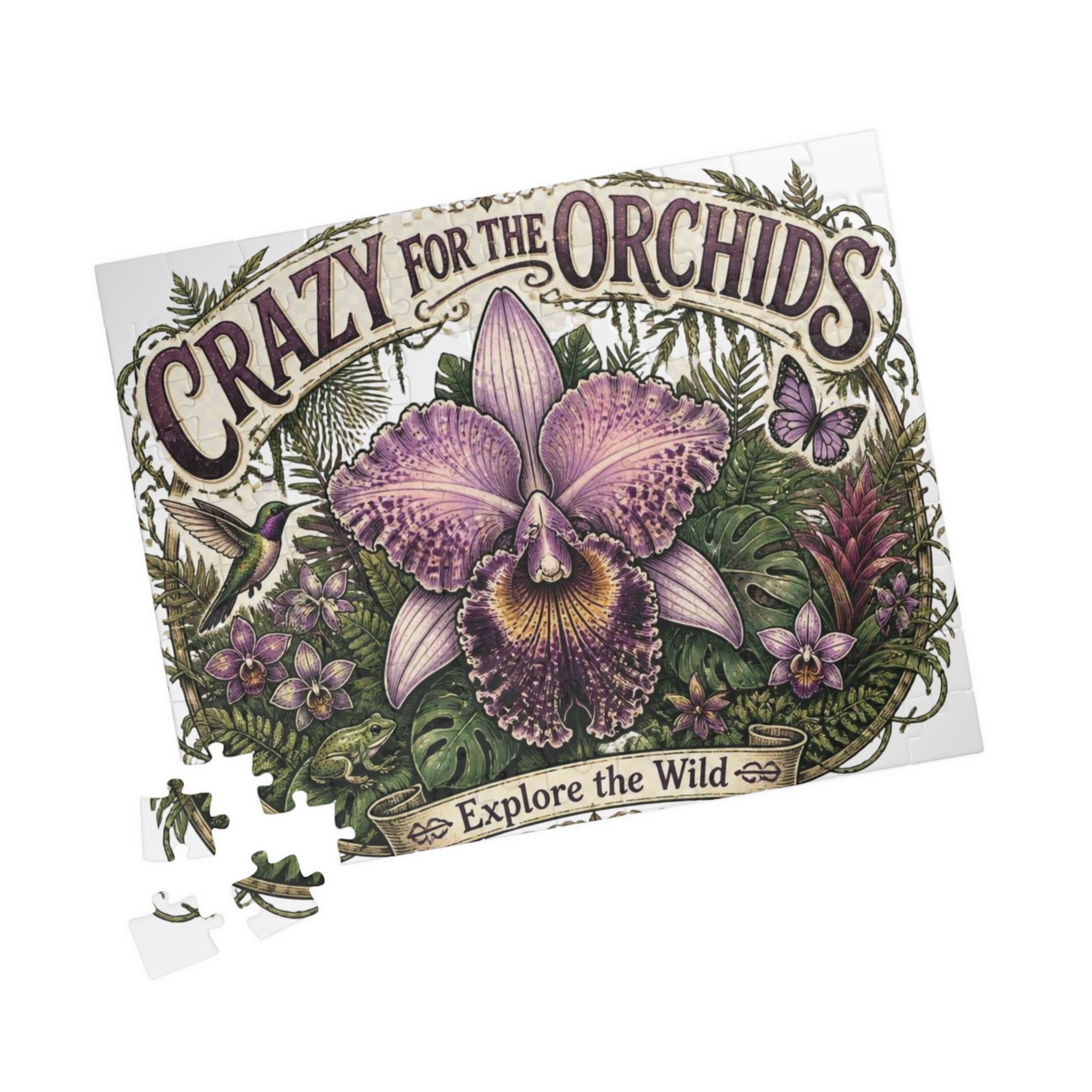 Crazy for the Orchids Puzzle | Floral Orchid Illustration 110 pc