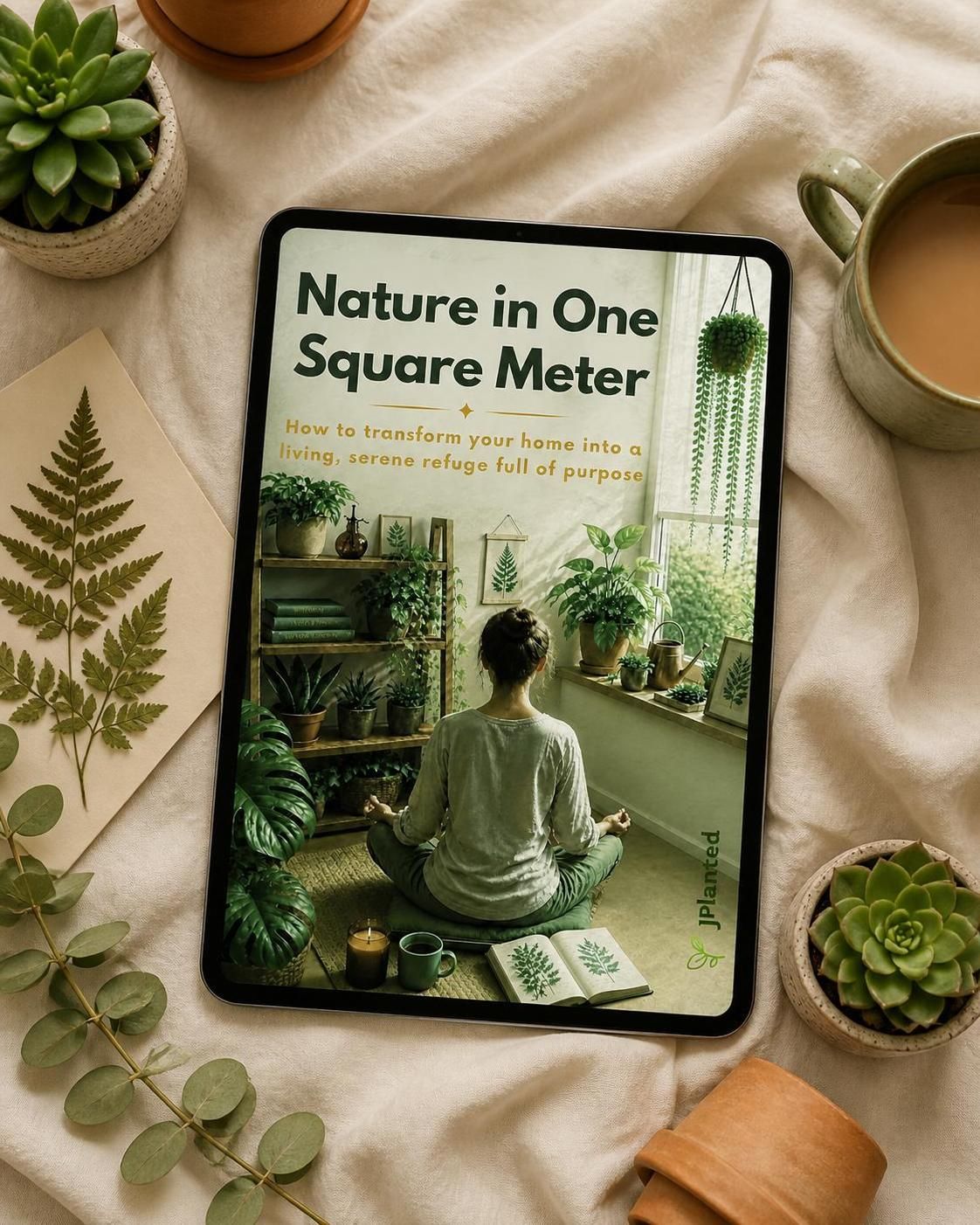 Nature in One Square Meter eBook | Indoor Plant Guide & Wellness Workbook | Calm Mindful Living Journal Printable | Houseplant Care PDF