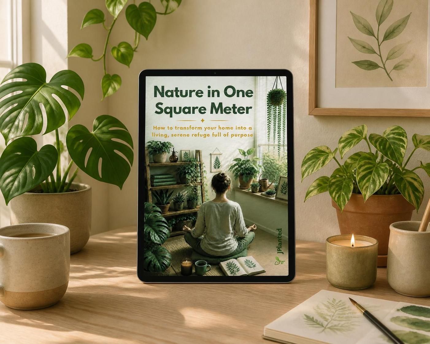 Nature in One Square Meter eBook | Indoor Plant Guide & Wellness Workbook | Calm Mindful Living Journal Printable | Houseplant Care PDF