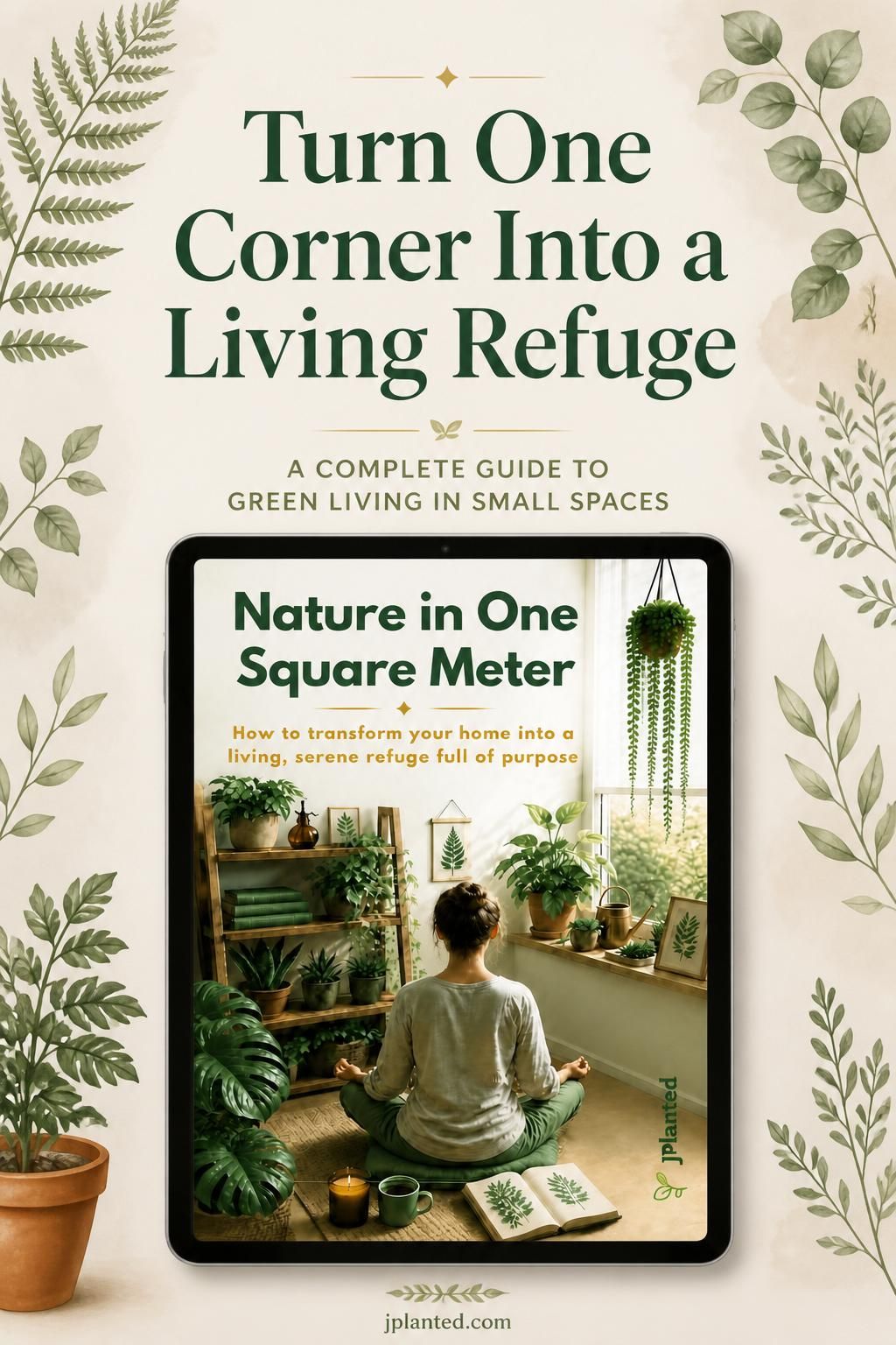Nature in One Square Meter eBook | Indoor Plant Guide & Wellness Workbook | Calm Mindful Living Journal Printable | Houseplant Care PDF