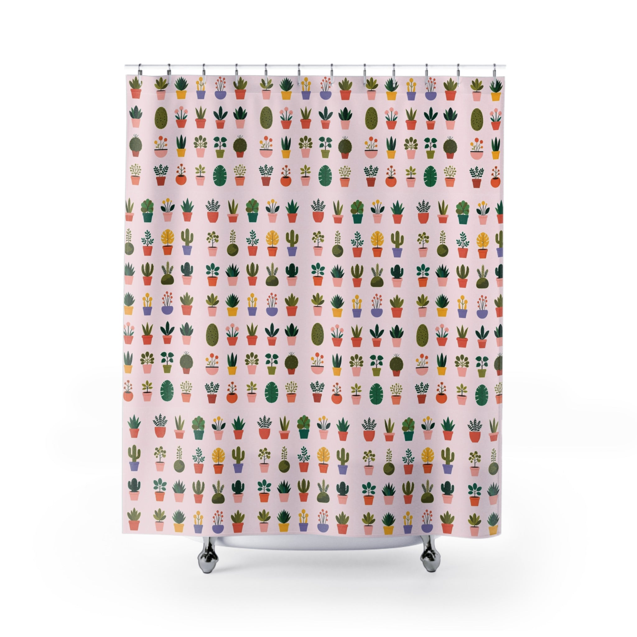 Mini Potted Plants Shower Curtain | Succulent Pattern