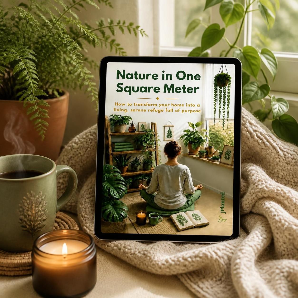 Nature in One Square Meter eBook | Indoor Plant Guide & Wellness Workbook | Calm Mindful Living Journal Printable | Houseplant Care PDF