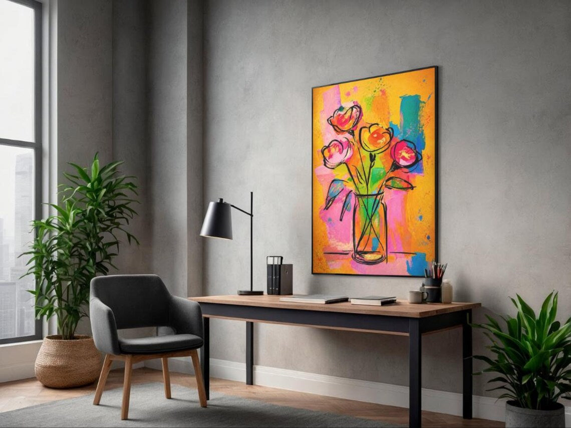 Abstract Floral Vase Canvas