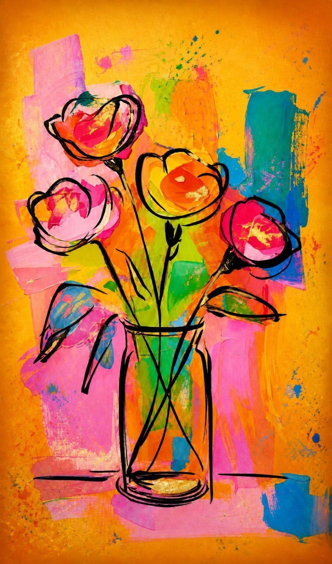 Abstract Floral Vase Canvas