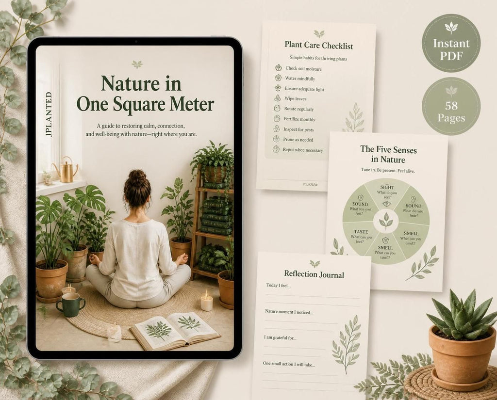 Nature in One Square Meter eBook | Indoor Plant Guide & Wellness Workbook | Calm Mindful Living Journal Printable | Houseplant Care PDF