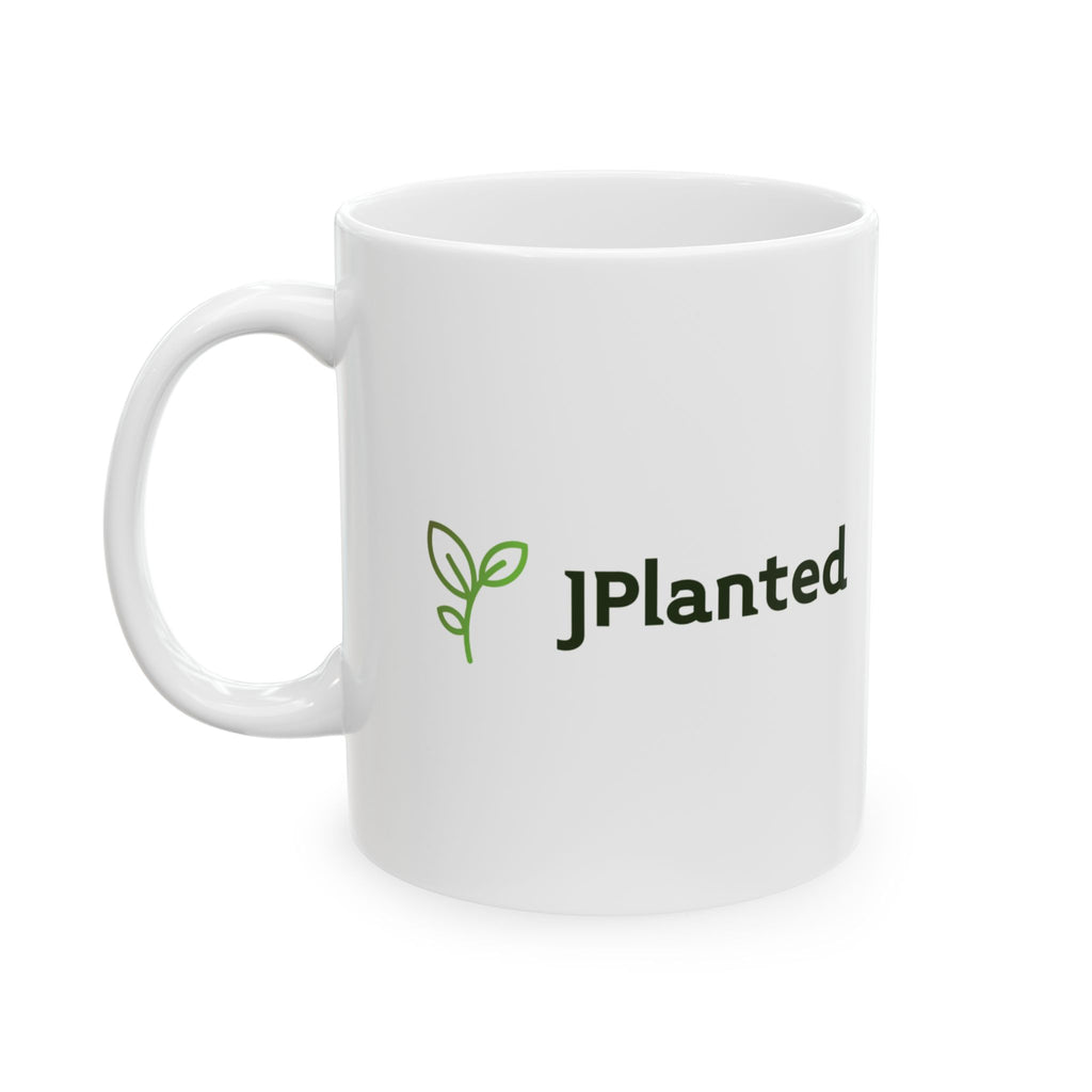 JPlanted Logo Mug | Ceramic Coffee Cup | Green Gardening Design