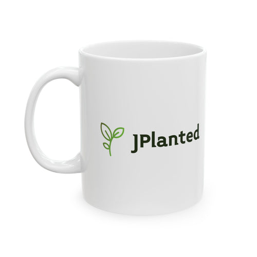 JPlanted Logo Mug | Ceramic Coffee Cup | Green Gardening Design