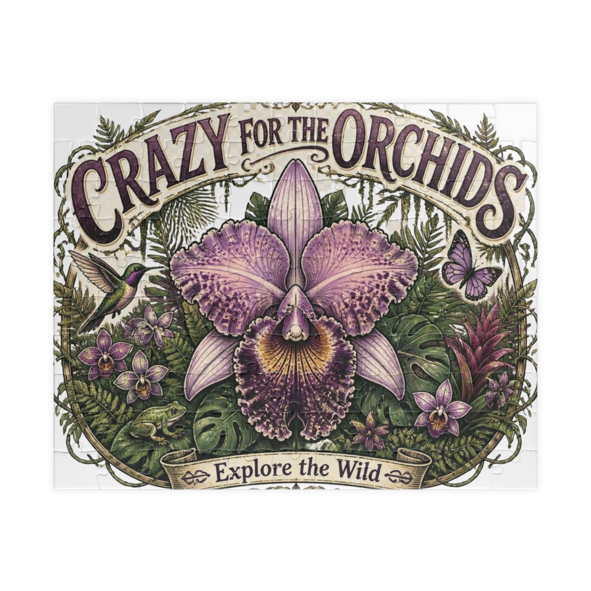 Crazy for the Orchids Puzzle | Floral Orchid Illustration 110 pc