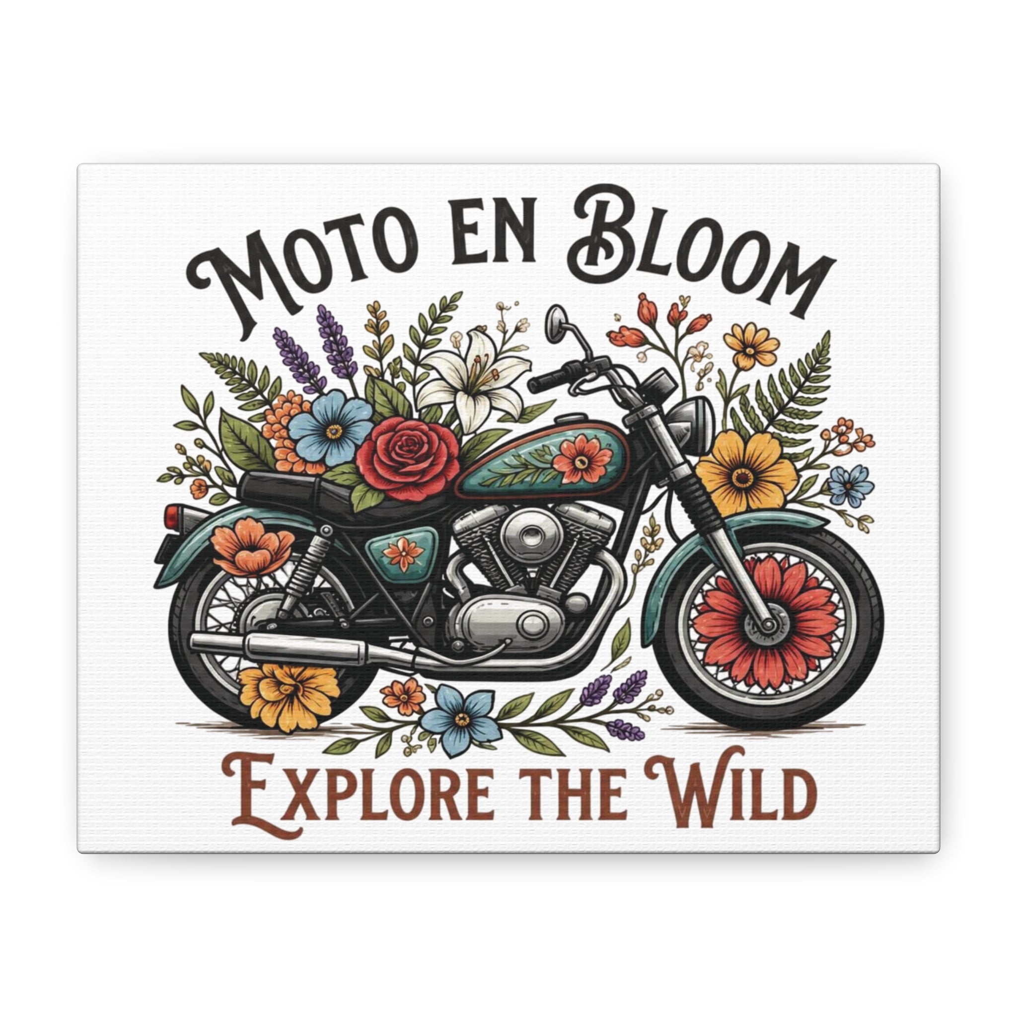 Moto en Bloom Explore the Wild Canvas