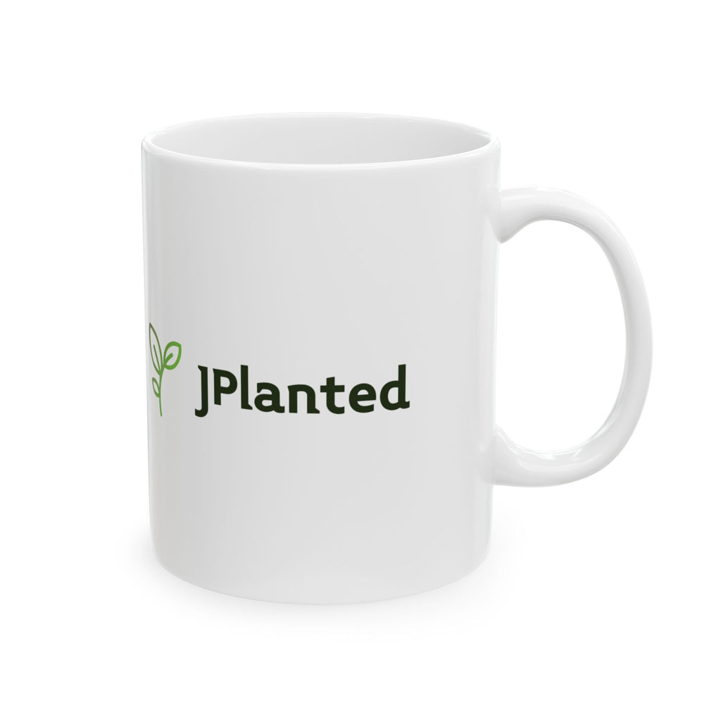 JPlanted Logo Mug | Ceramic Coffee Cup | Green Gardening Design