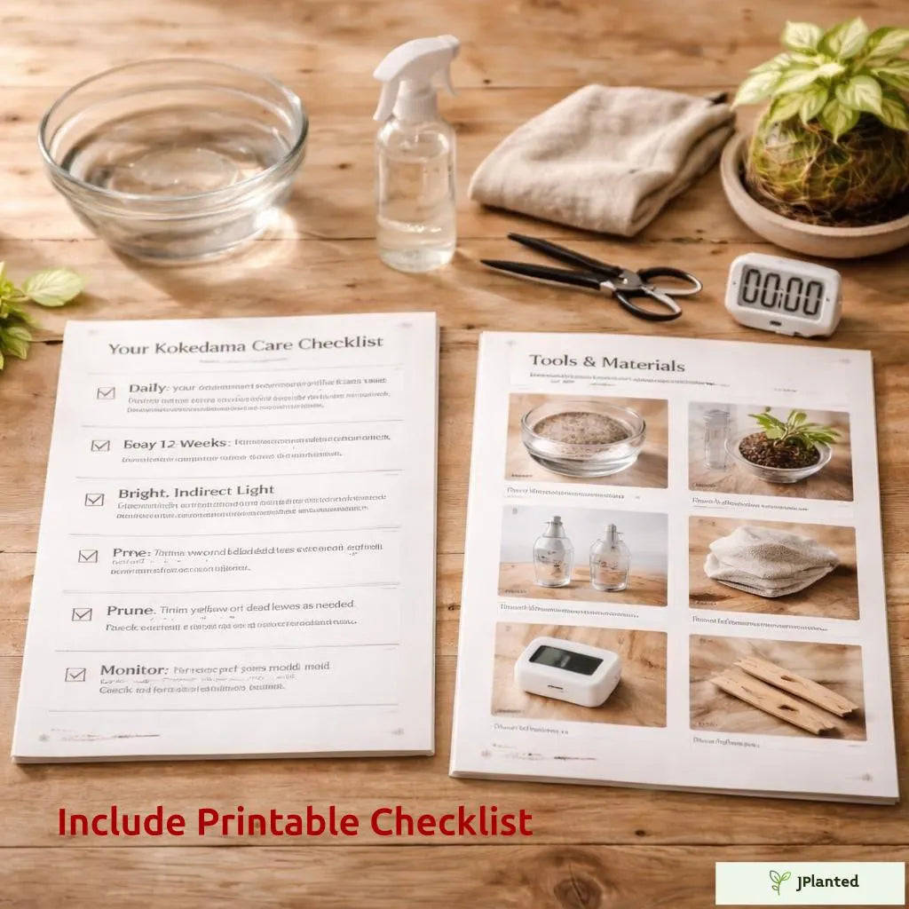 Kokedama Watering & Care Guide | Master The Submersion Method Step-by-Step | Printable Plant Care PDF