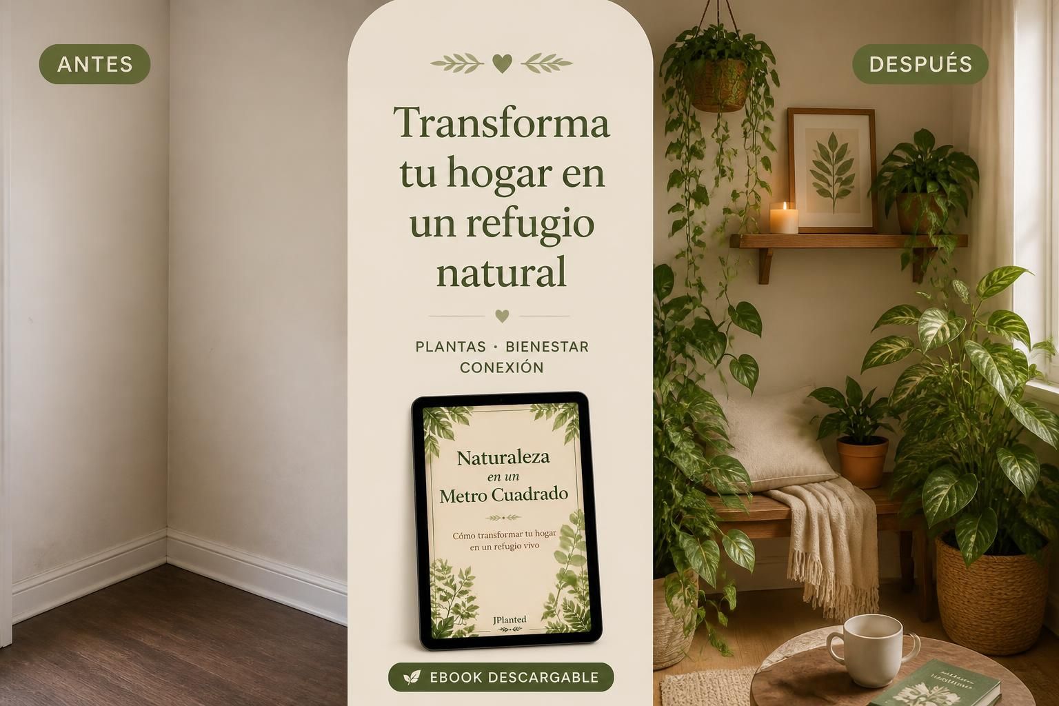 Naturaleza en un Metro Cuadrado | Guía practica de Plantas de Interior | eBook PDF Bienestar y Mindfulness | Diseña tu Refugio Verde
