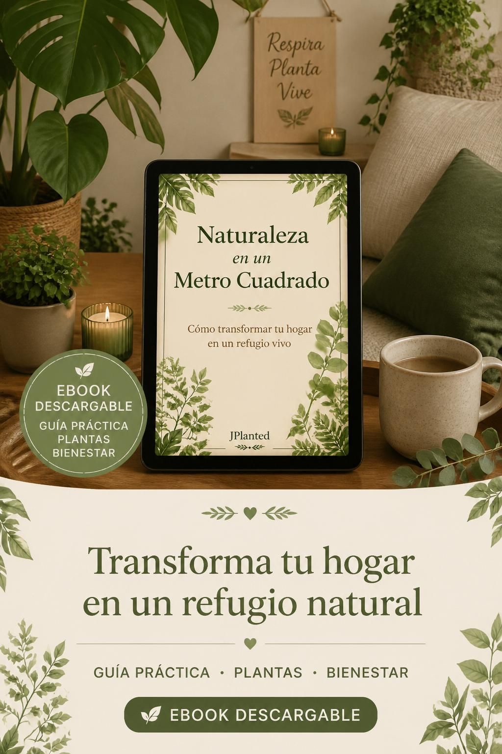 Naturaleza en un Metro Cuadrado | Guía practica de Plantas de Interior | eBook PDF Bienestar y Mindfulness | Diseña tu Refugio Verde