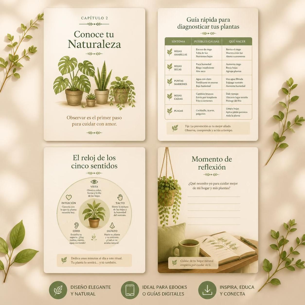 Naturaleza en un Metro Cuadrado | Guía practica de Plantas de Interior | eBook PDF Bienestar y Mindfulness | Diseña tu Refugio Verde