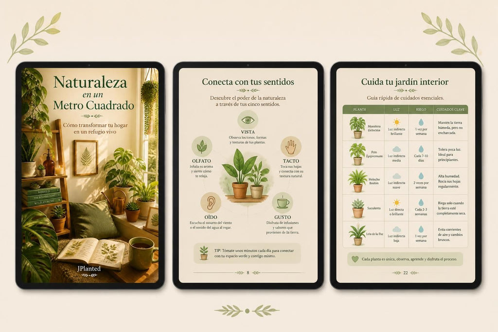Naturaleza en un Metro Cuadrado | Guía practica de Plantas de Interior | eBook PDF Bienestar y Mindfulness | Diseña tu Refugio Verde