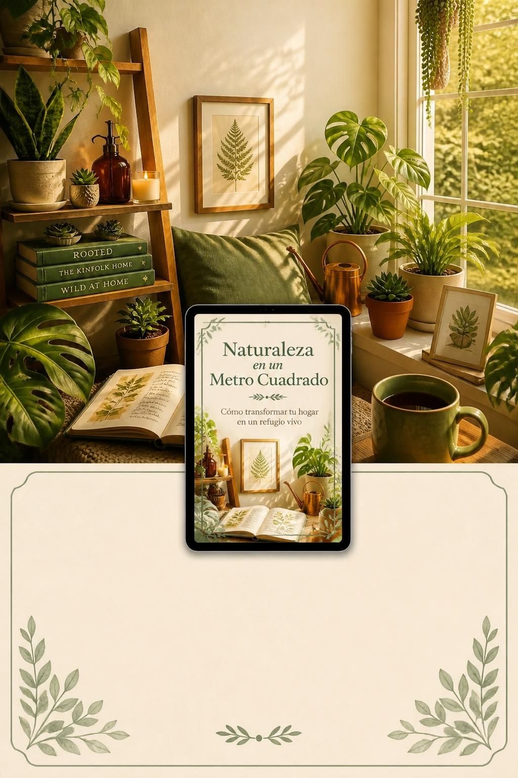 Naturaleza en un Metro Cuadrado | Guía practica de Plantas de Interior | eBook PDF Bienestar y Mindfulness | Diseña tu Refugio Verde